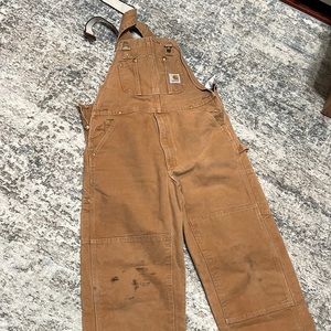 Carhartt Duck Utility Bib Overalls, Relaxed Fit, R01, Brown Double Knee, 36 x 30